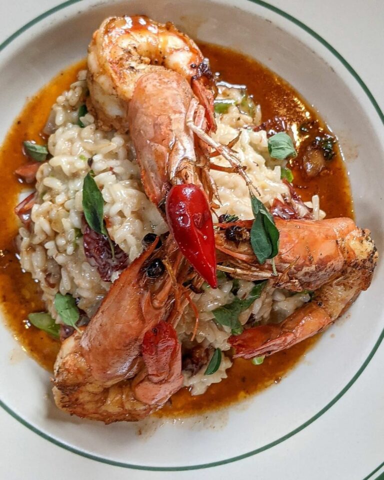 ShrimpRisotto asparagus sun dried tomatoes antique bar bakery 768x960