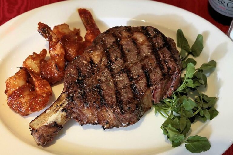 cowboy steak with bbq shrimp thebrickhousewyckoff 1 768x512